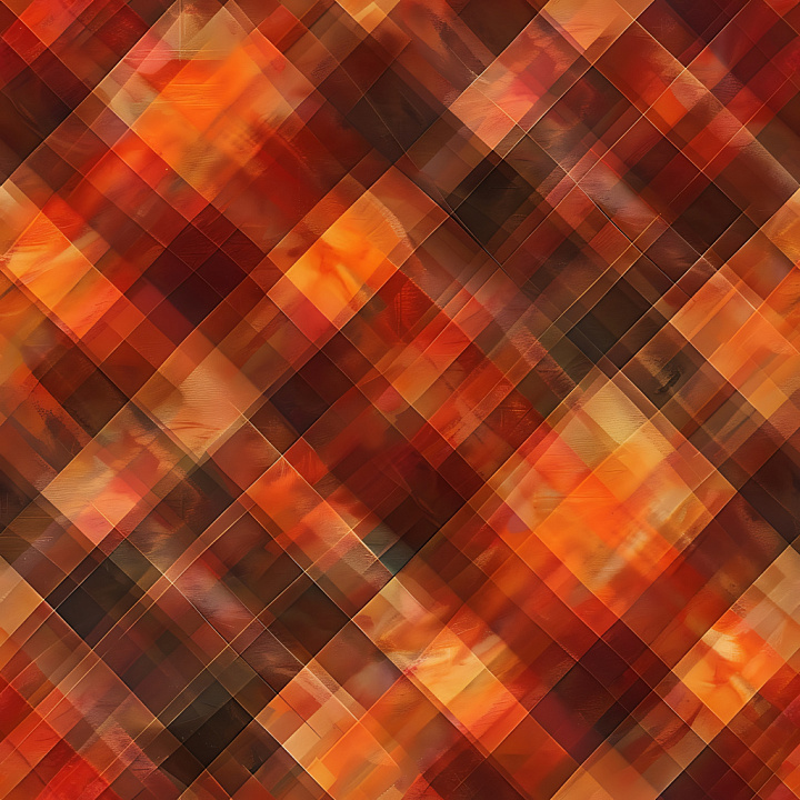 Plaid Fabric in Warm Autumn Orange and Brown Shades seamless PBR texture preview