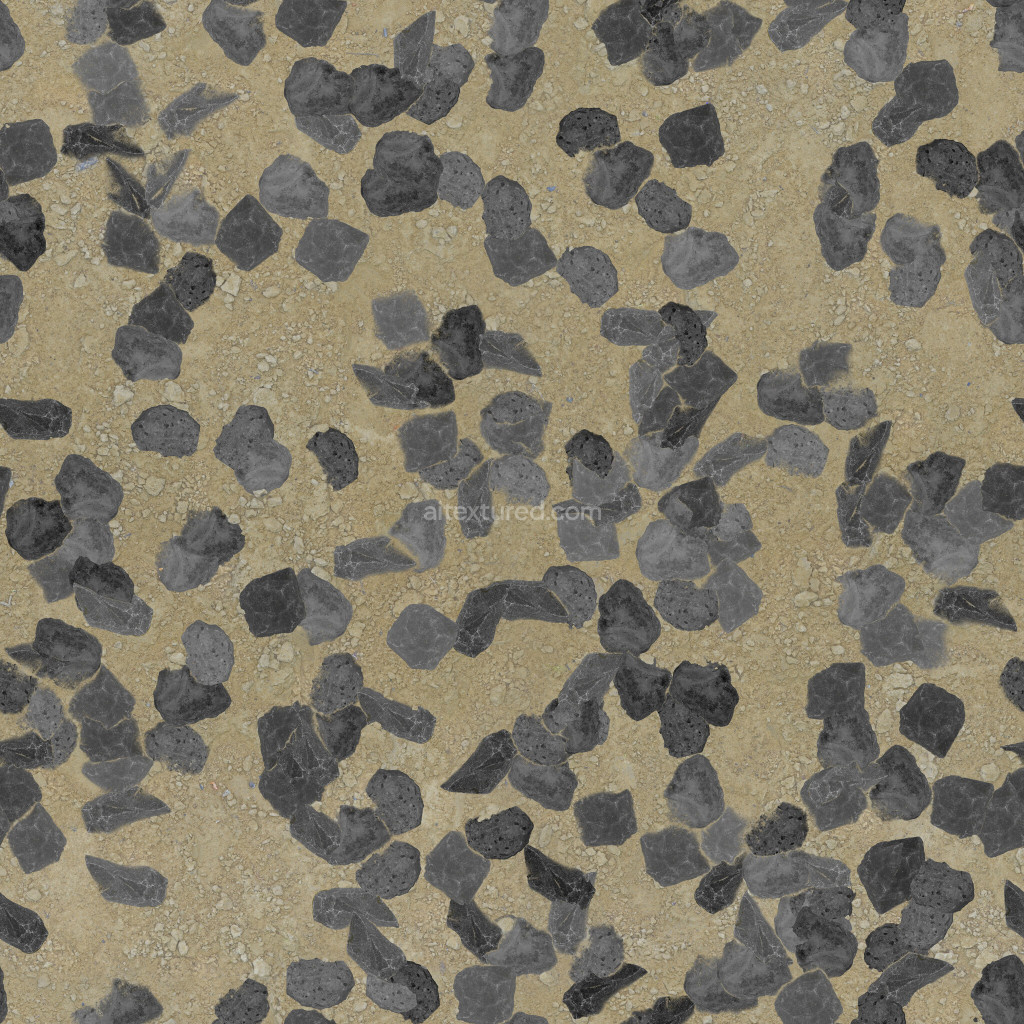 Seamless PBR rock texture with gray stones on a beige surface