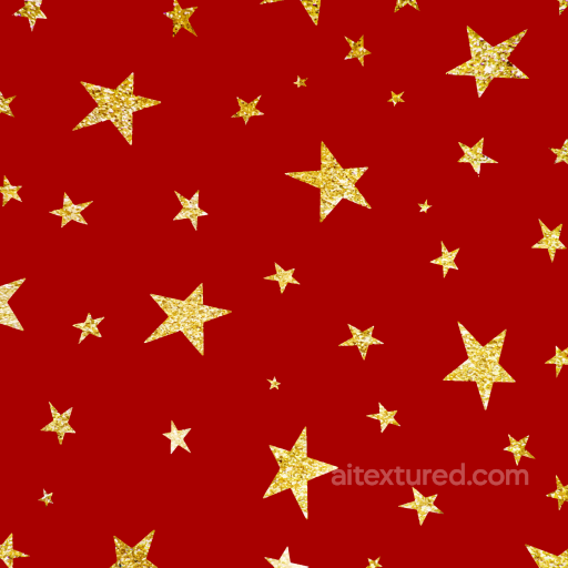 Christmas Glitter Texture of Gold Glitter Stars on Red Background seamless Christmas glitter PBR texture