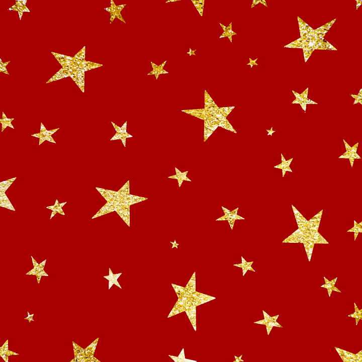 Christmas Glitter of Gold Glitter Stars on Red Background seamless PBR texture preview