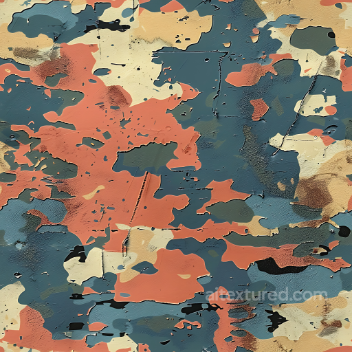 Of Rusty Painted Camouflage Coating With Organic Patch Pattern seamless Color Camouflage PBR texture