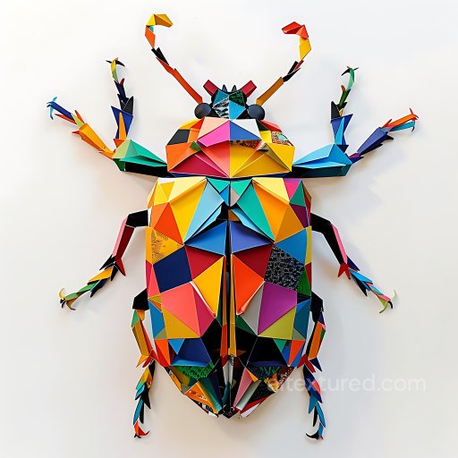 Animal - Seamless 3D PBR Texture of a Colorful Origami Style Beetle Pattern texture preview