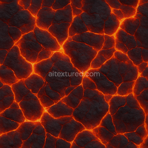 Seamless 3d texture pbr 8k molten lava crust with magma flow details