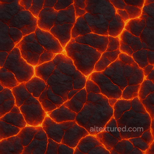 Molten Lava Crust With Magma Flow Details seamless Fire PBR texture