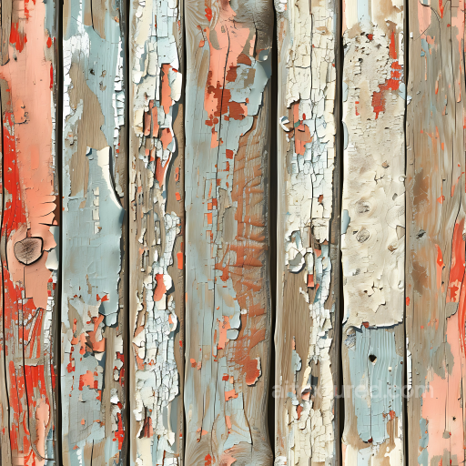 Weathered Painted Wood Planks PBR Texture with Peeling Paint and Rustic Grain seamless Wood PBR texture