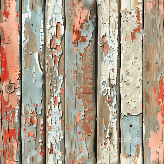Weathered Painted Wood Planks PBR Texture with Peeling Paint and Rustic Grain Wood texture preview