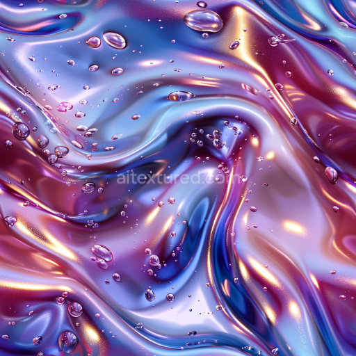 Seamless 3D PBR Texture of Glossy Fluid-Like Surface with Vibrant Multicolor Highlights