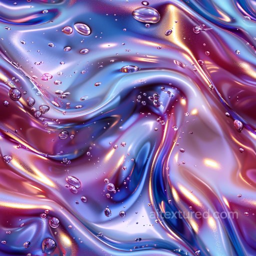 Seamless 3D PBR Texture of Glossy Fluid-Like Surface with Vibrant Multicolor Highlights texture preview