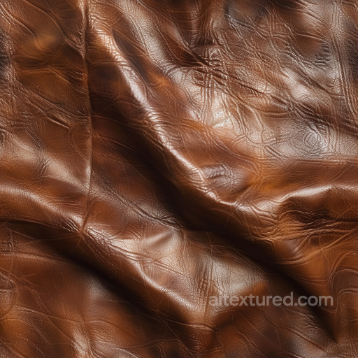 Shiny Aged Brown Leather Seamless Texture with Wrinkles and Soft Grain seamless Leather PBR texture