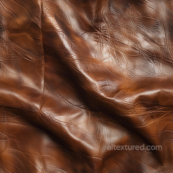 Shiny Aged Brown Leather Seamless Texture with Wrinkles and Soft Grain Leather texture preview