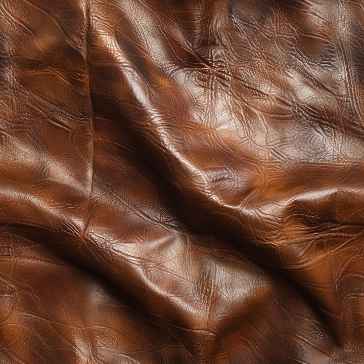 Shiny Aged Brown Leather with Wrinkles and Soft Grain seamless PBR texture preview