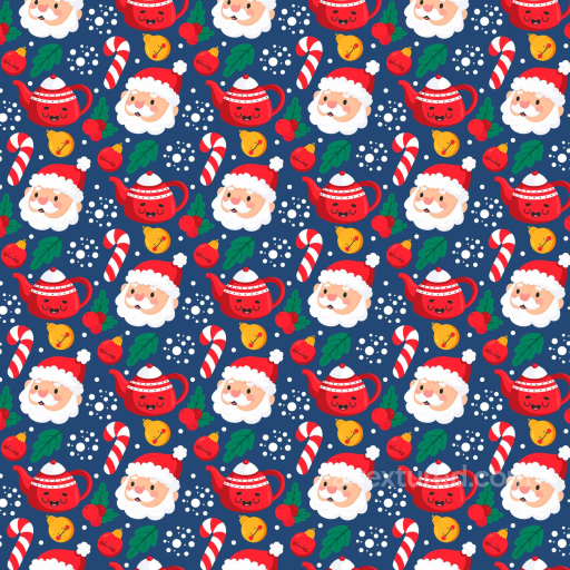 Featuring Cute Christmas Icons on Blue Background seamless All Christmas Digital paper PBR texture