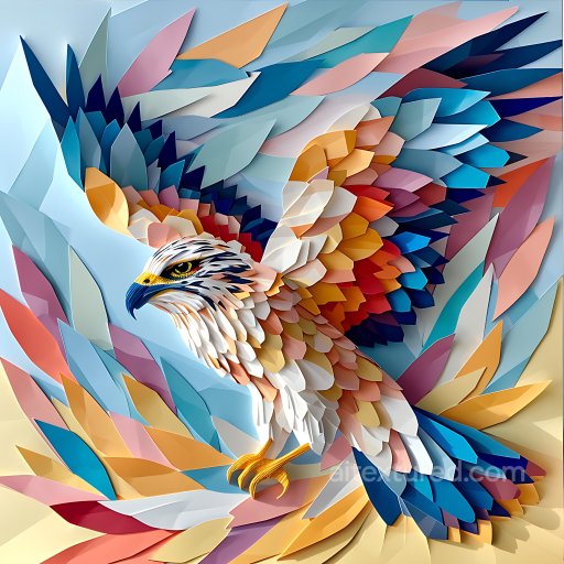 Animal - Seamless 3D PBR texture of multicolored stylized bird feathers in origami style texture preview