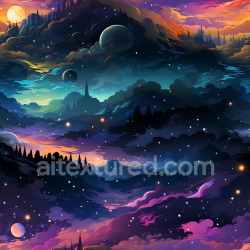 seamless Seamless 3D Space PBR Texture Featuring Cosmic Nebula, Planets & Starry Sky texture 8k free download PBR