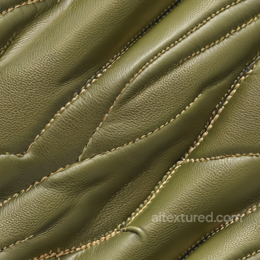 Olive Green Pebbled Leather PBR Texture with Detailed Stitching and Folds seamless Leather PBR texture