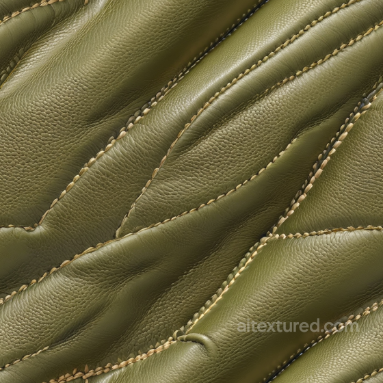 Olive Green Pebbled Leather PBR Texture with Detailed Stitching and Folds Leather texture preview
