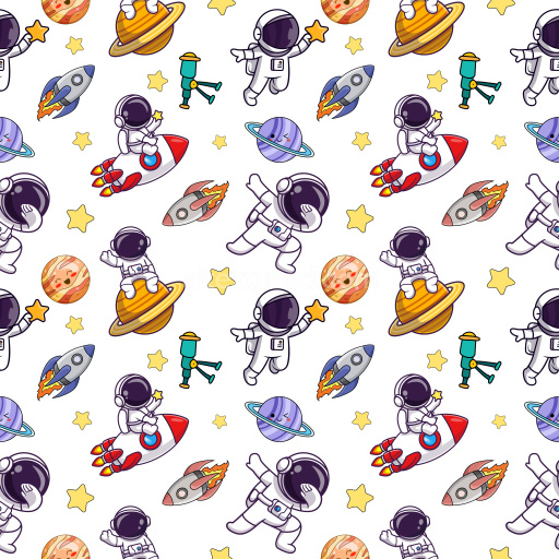 Pattern Bundle - Seamless 3D pattern PBR texture with playful space motifs and bright colors texture preview