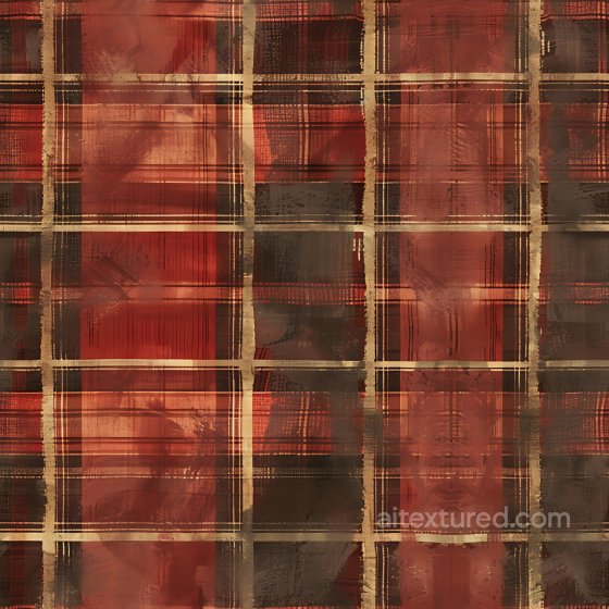 Plaid Texture with Warm Red, Brown, and Ochre Brush-Stroke Pattern Plaid texture preview