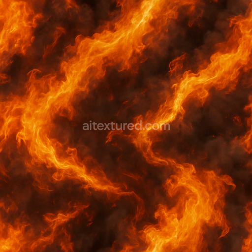 Seamless 3D texture of wildfire flames and fire trail PBR 8K surface