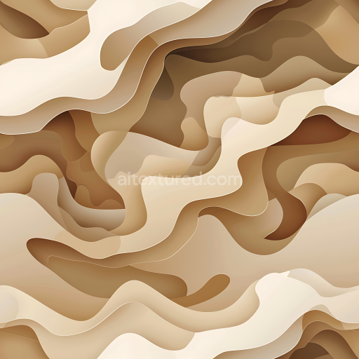 Seamless 3D Stylized Desert Camouflage PBR Texture with Soft Layered Shapes and Warm Tones