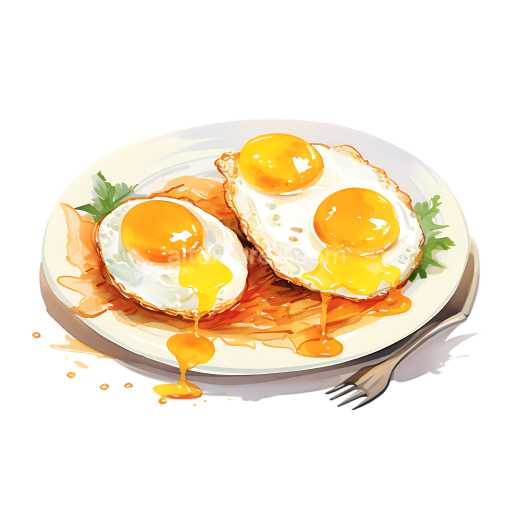 Huevos Divorciados Breakfast Plate with Fried Eggs and Sauce - Detailed Illustration