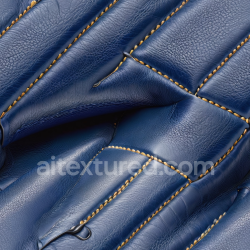 seamless Seamless 3D PBR Texture of Blue Pebbled Grain Leather with Detailed Stitching and Padded Panels texture 8k free download PBR