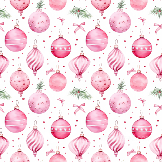Digital Paper Texture with Pink Christmas Ornaments and Pine Sprigs All Christmas Digital paper texture preview