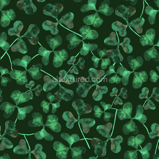 Seamless 3D PBR Shamrock Leaf Texture with Dark Green Background