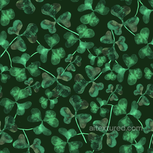 Shamrock Leaf Texture with Dark Green Background seamless St patrick PBR texture