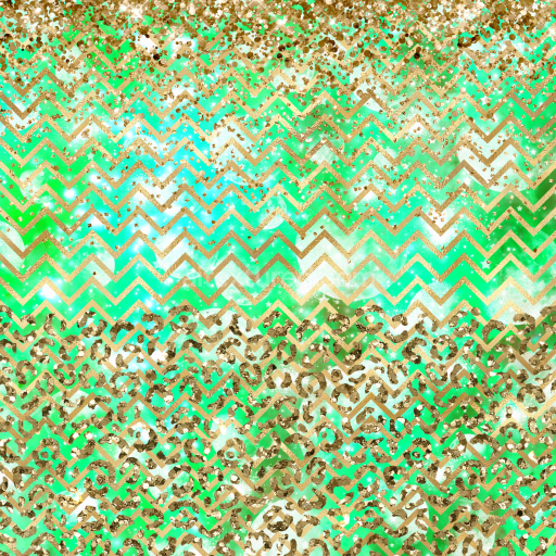 Seamless Green and Gold Glitter Chevron 3D PBR Fabric Texture
