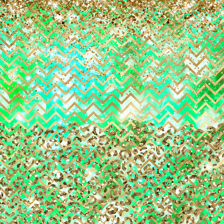 Green and Gold Glitter Chevron Fabric seamless PBR texture preview