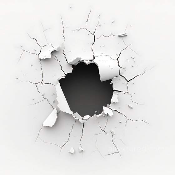 cracked plaster PBR texture with central hole and fractured edges Cracked & Holes texture preview