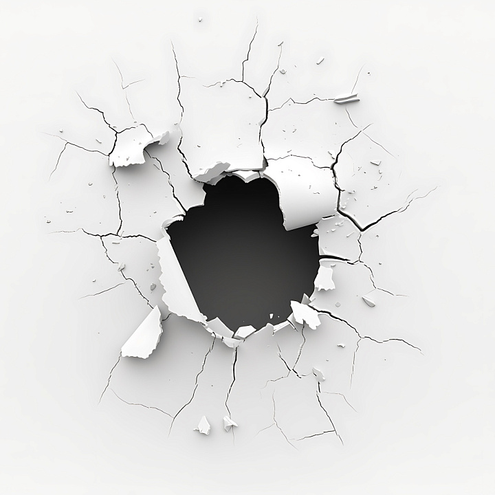 Cracked Plaster With Central Hole And Fractured Edges seamless PBR texture preview