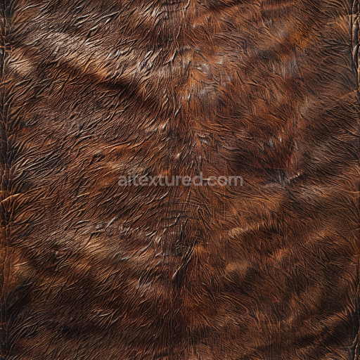 Seamless 3D PBR Texture of Distressed Brown Leather with Detailed Wrinkles