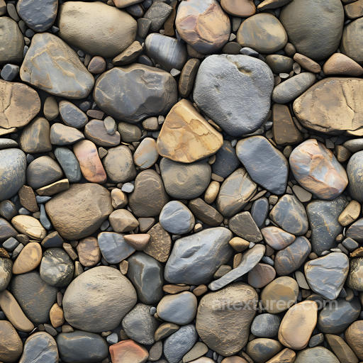 Smooth River Pebble Stone Ground PBR Texture with Natural Color Variations seamless Stone PBR texture