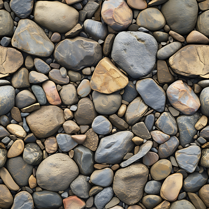 Smooth River Pebble Stone Ground with Natural Color Variations seamless PBR texture preview