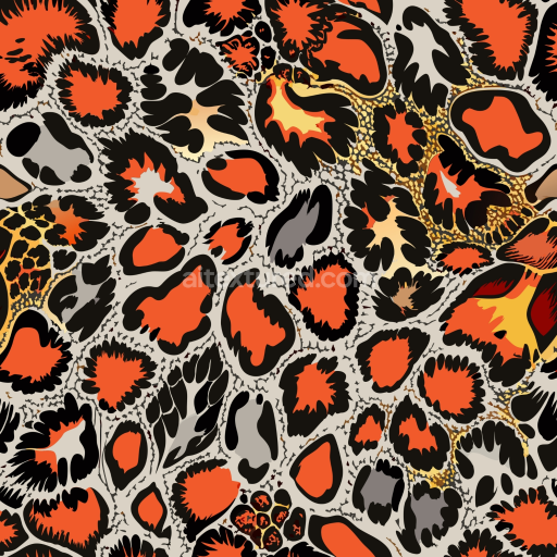 Seamless 3D PBR Leopard Print Texture with Vibrant Orange and Black Spots