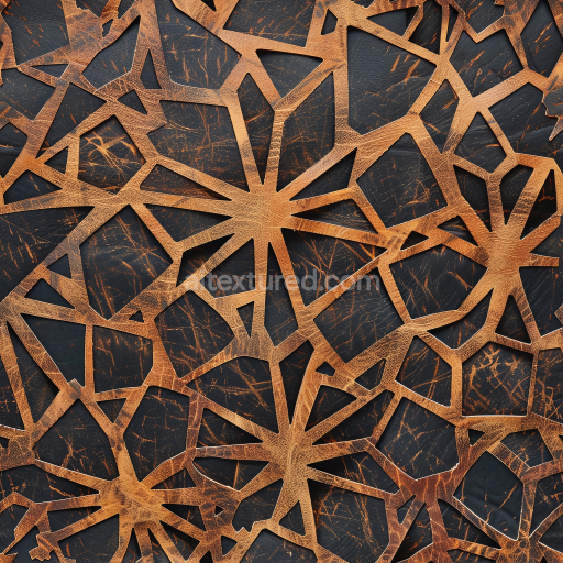 Seamless 3D Distressed Cracked Brown Leather PBR Texture with Geometric Pattern
