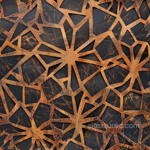 Distressed Cracked Brown Leather PBR Texture with Geometric Pattern seamless Leather PBR texture