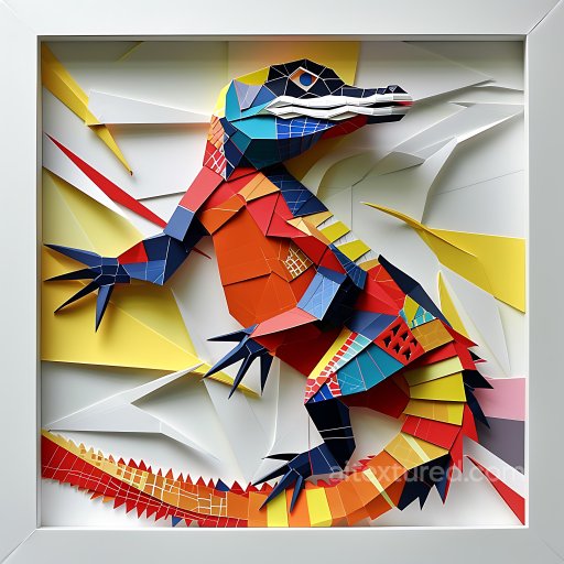 Animal - Seamless 3D PBR Texture of Colorful Origami-Style Caiman Lizard Scales texture preview