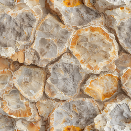 Seamless 3D Agate Stone Slab PBR Texture with Orange and Grey Patterns