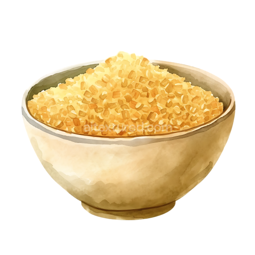 Breakfast Bowl of Bulgur Wheat Cereal Illustration with Warm Earthy Tones