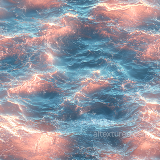 Water Texture Featuring Gentle Waves with Warm Reflective Highlights seamless Water PBR texture