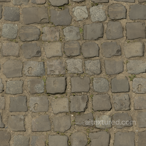 Cobblestone Old Garden seamless Moss PBR texture