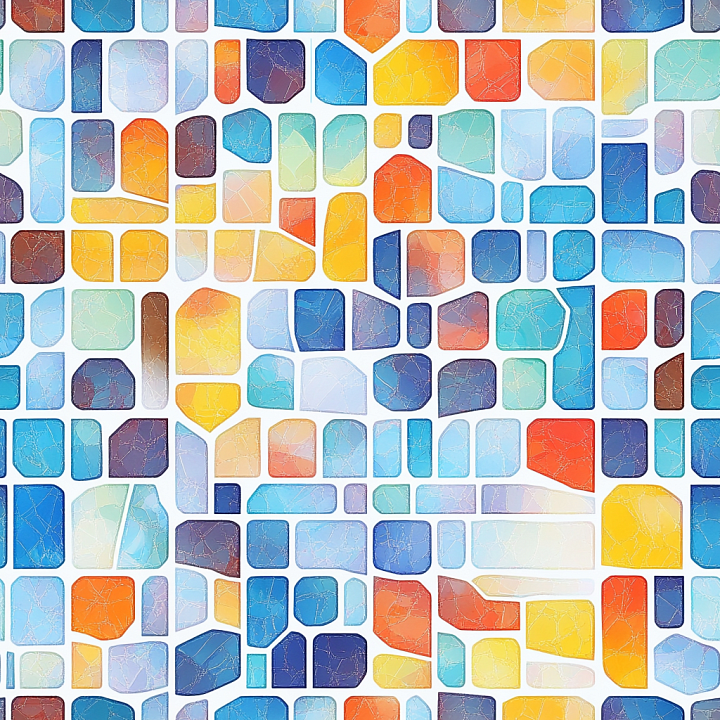 Mosaic of Multicolored Cracked Glass Tiles seamless PBR texture preview