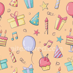 seamless Seamless 3D PBR Birthday Party Pattern Texture with Balloons and Gifts texture 8k free download PBR
