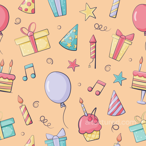 Birthday Party Pattern Texture with Balloons and Gifts seamless Birthday PBR texture