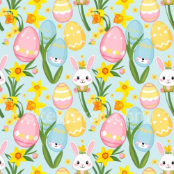 seamless Seamless 3D PBR Texture of Easter Eggs, Bunny and Daffodils in Pastel Colors texture 8k free download PBR