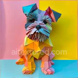 seamless Seamless 3D PBR Texture of Colorful Origami Bolognese Dog with Faceted Geometry texture 8k free download PBR