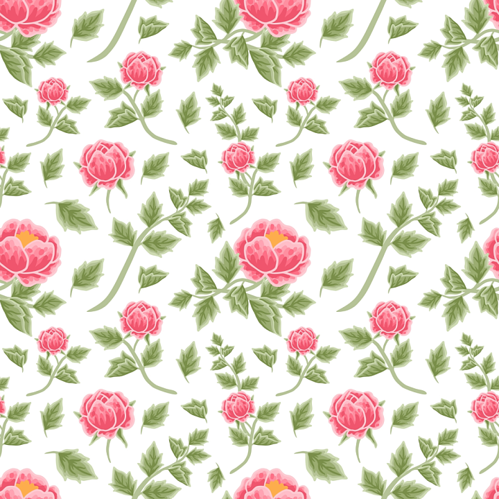 Pink Flower with Stylized Floral Pattern seamless PBR texture preview